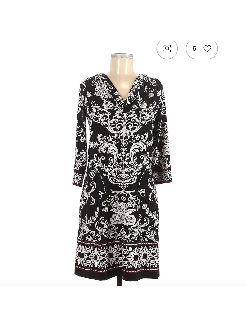White House Black Market Black and White Casual Dress Size M